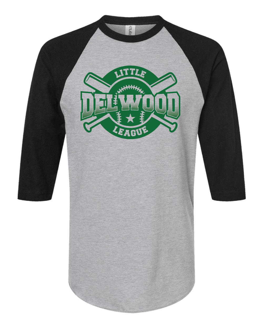 Delwood Little League Men's Tultex Fine Jersey Raglan T-Shirt (4 Color Options) - Image 2