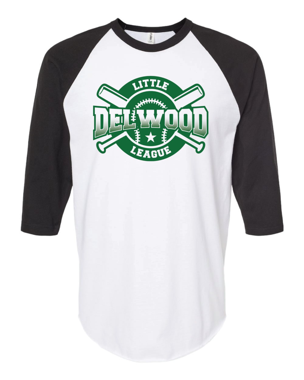 Delwood Little League Men's Tultex Fine Jersey Raglan T-Shirt (4 Color Options) - Image 4
