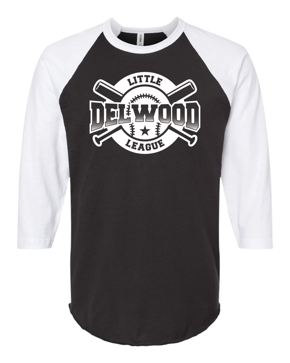 Delwood Little League Men's Tultex Fine Jersey Raglan T-Shirt (4 Color Options)