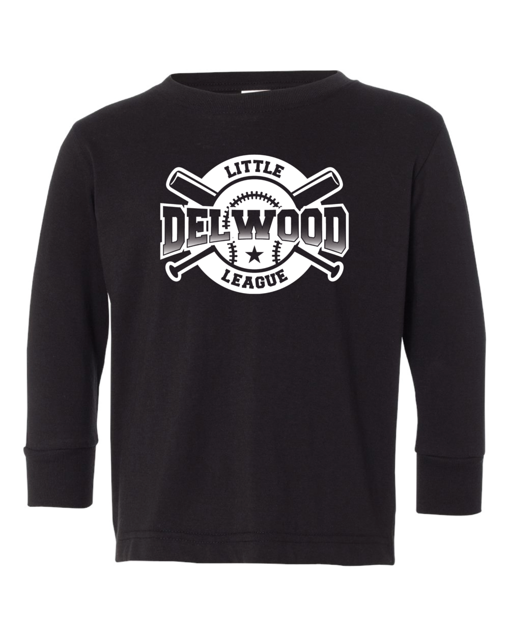 Delwood Little League Toddler Rabbit Skins Fine Jersey Long Sleeve T-Shirt (3 Color Options)
