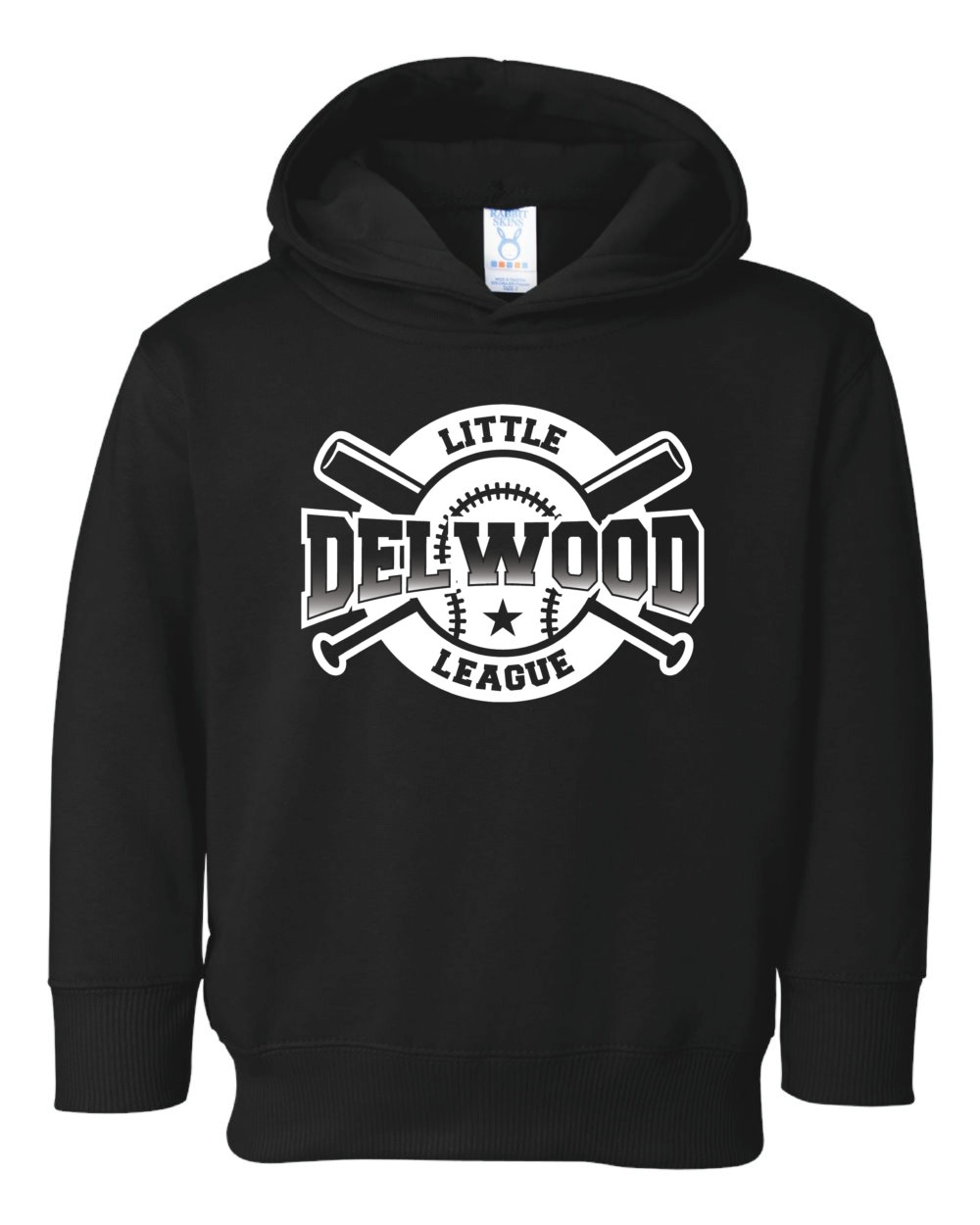 Delwood Little League Toddler Rabbit Skins Pullover Fleece Hoodie (3 Color Options)