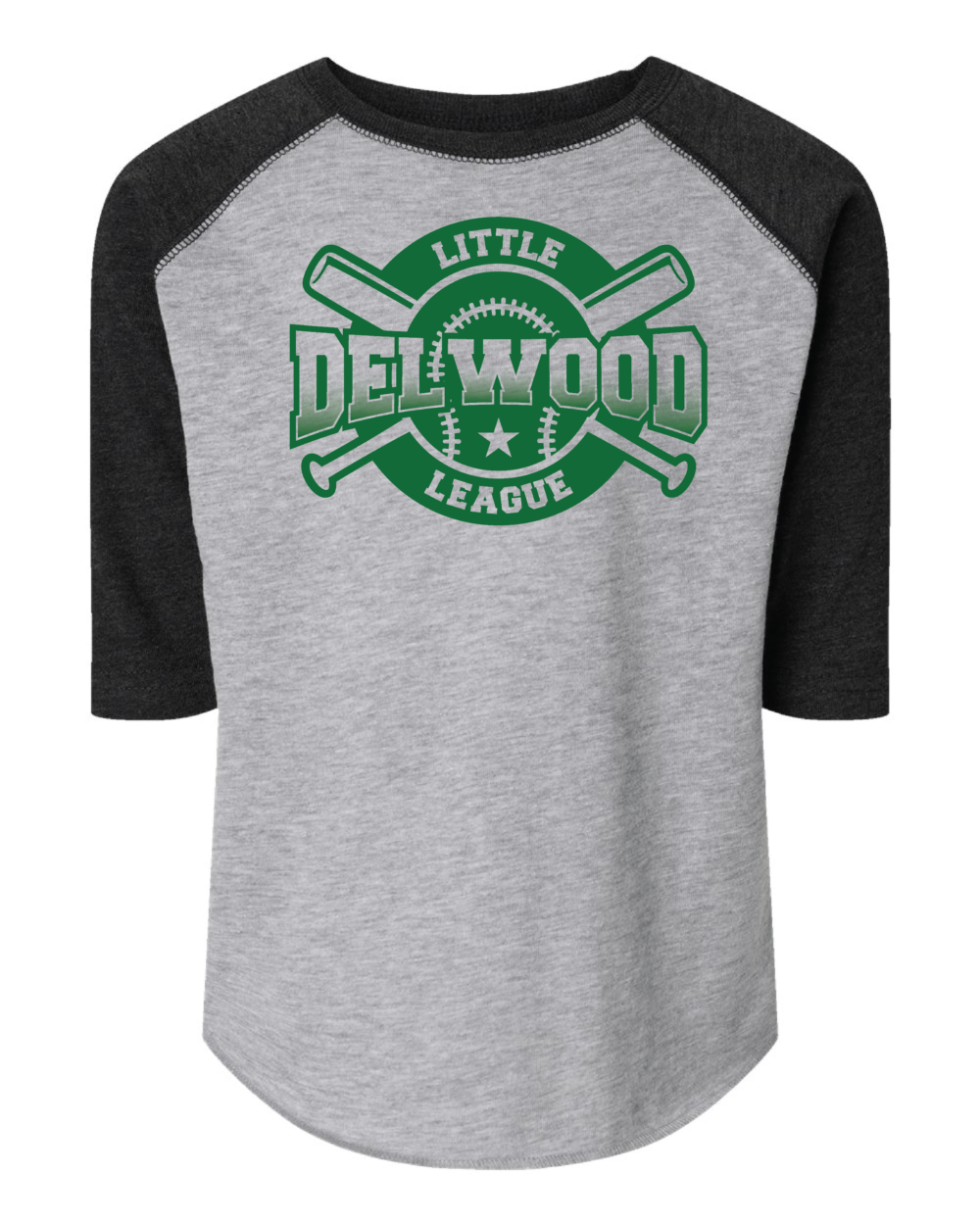 Delwood Little League Toddler Rabbit Skins Baseball Fine Jersey 3/4 Sleeve T-Shirt (3 Color Options) - Image 2