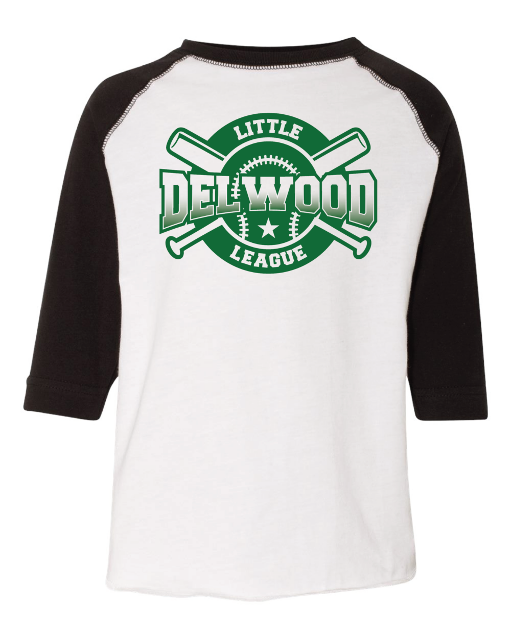 Delwood Little League Toddler Rabbit Skins Baseball Fine Jersey 3/4 Sleeve T-Shirt (3 Color Options)