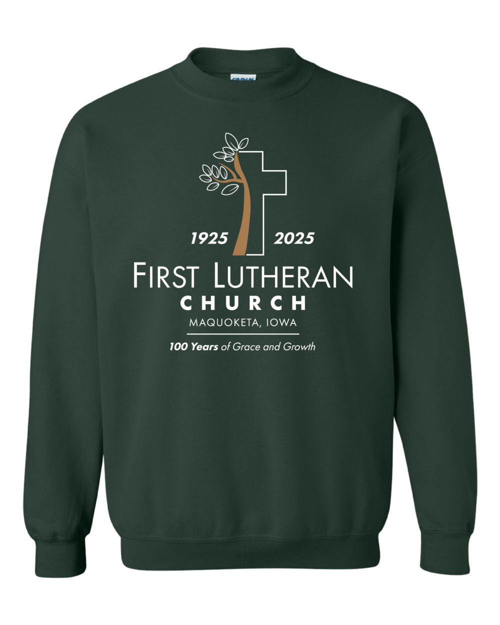 First Lutheran Church 100 Years Adult Gildan Heavy Blend Crewneck Sweatshirt