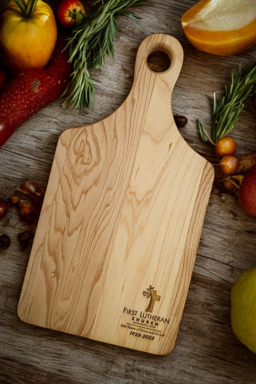 First Lutheran Church 100 Years Maple Street Metals Cutting Board