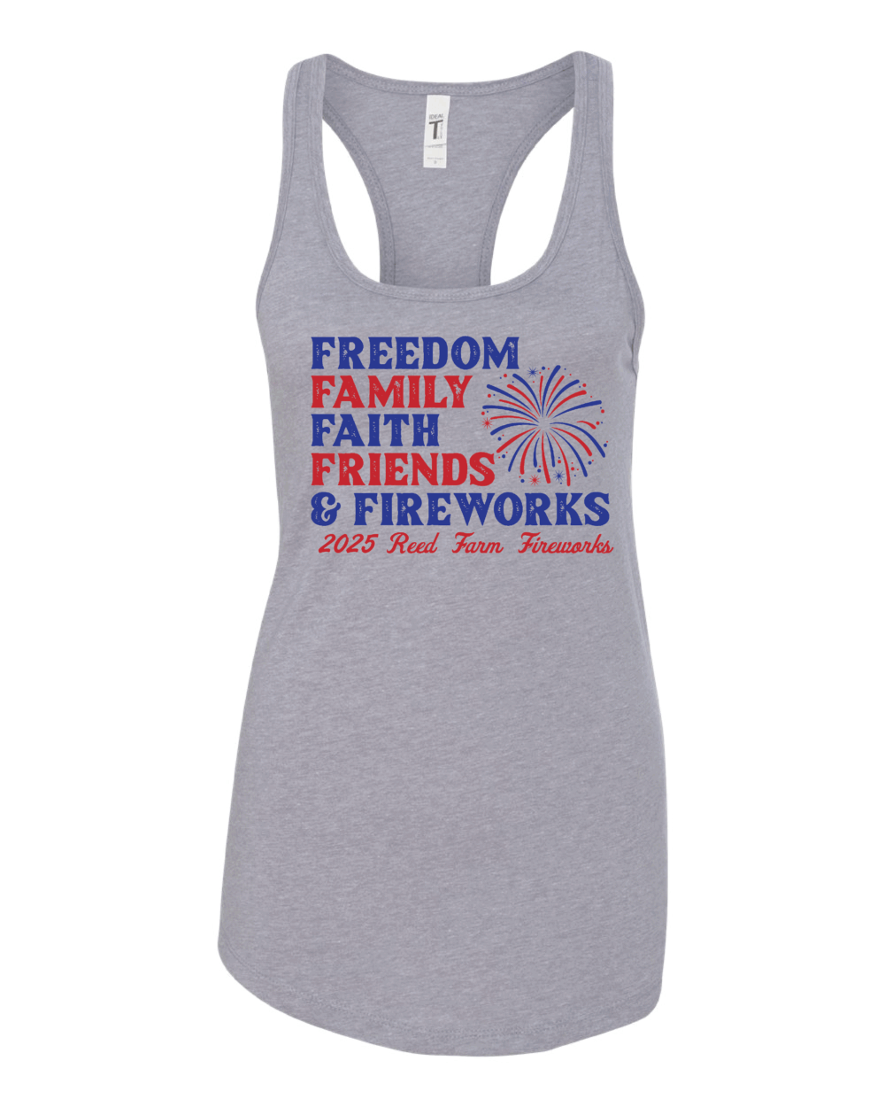 2025 Reed Farm Fireworks Women's Next Level Ideal Racerback Tank (2 Color Options) - Image 2