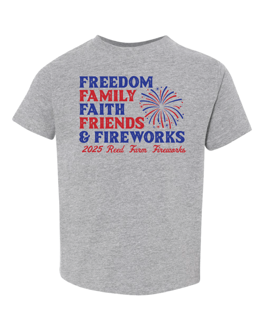2025 Reed Farm Fireworks Toddler Rabbit Skins Fine Jersey T-Shirt (3 Color Options) - Image 5