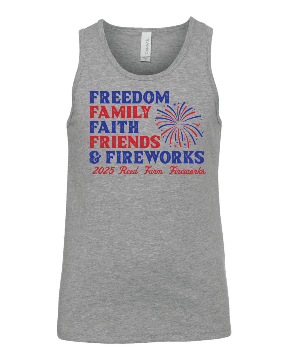 2025 Reed Farm Fireworks Youth Bella + Canvas Heather CVC Tank (2 Color Options) - Image 3