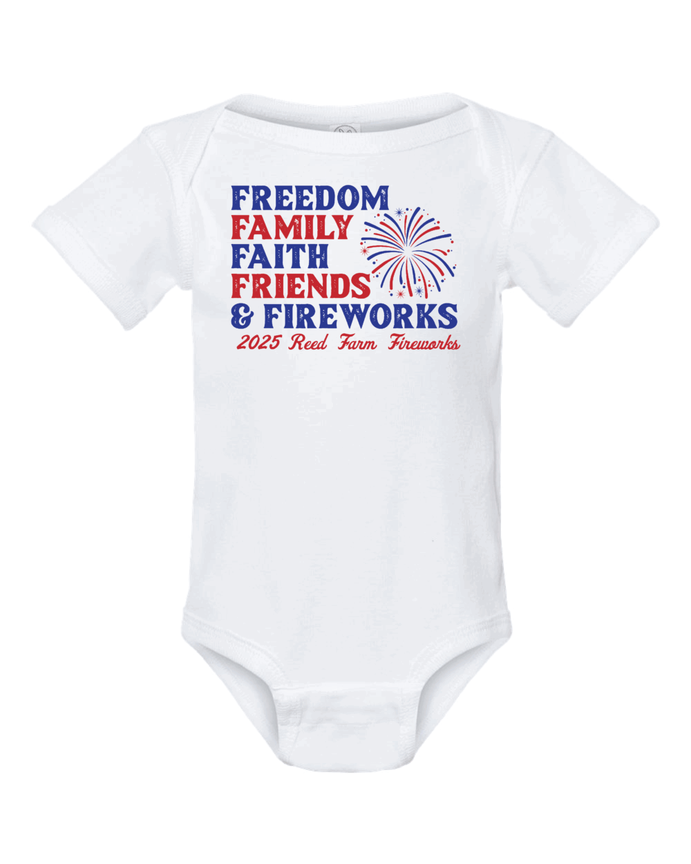2025 Reed Farm Fireworks Infant Rabbit Skins Onesie (3 Color Options)