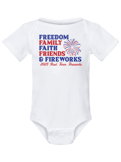 2025 Reed Farm Fireworks Infant Rabbit Skins Onesie (3 Color Options)