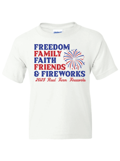 2025 Reed Farm Fireworks Youth Gildan DryBlend T-Shirt (2 Color Options)