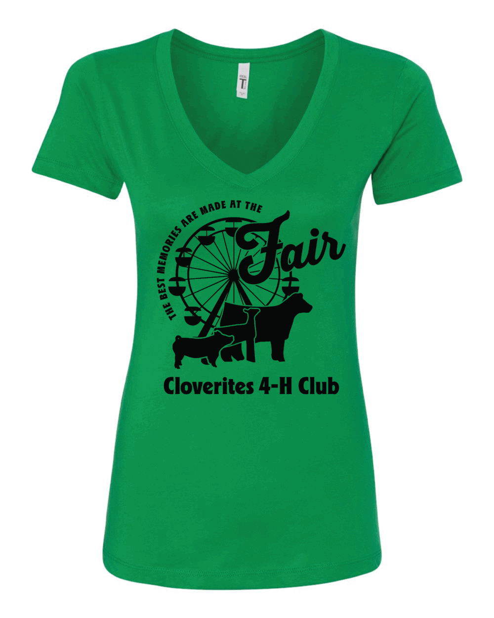 Cloverites 4-H Club Fair Next Level Women's Ideal V-Neck T-Shirt (2 Color Options)