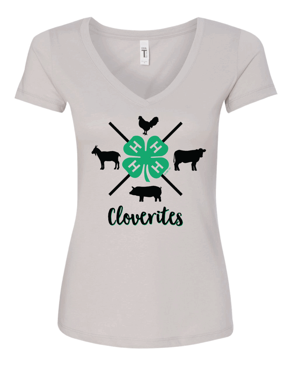 Cloverites 4-H Club Silver Next Level Silver Women's Ideal V-Neck T-Shirt