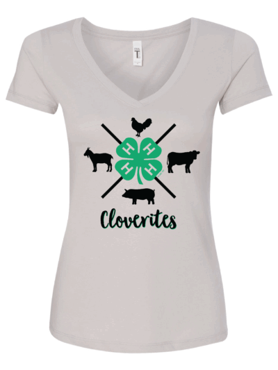 Cloverites 4-H Club Silver Next Level Silver Women's Ideal V-Neck T-Shirt