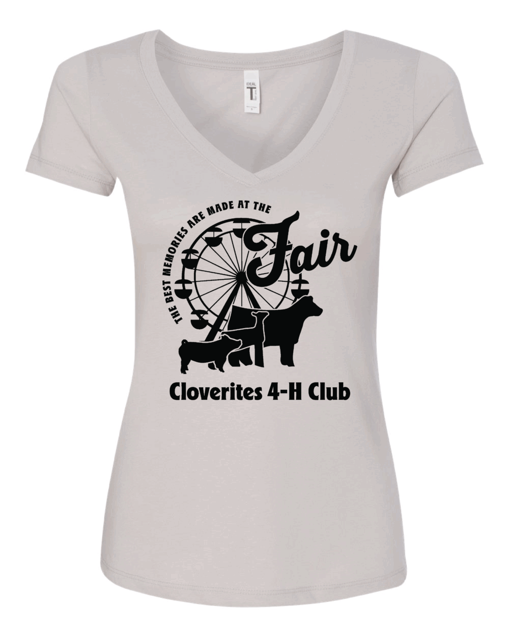 Cloverites 4-H Club Fair Next Level Women's Ideal V-Neck T-Shirt (2 Color Options) - Image 2