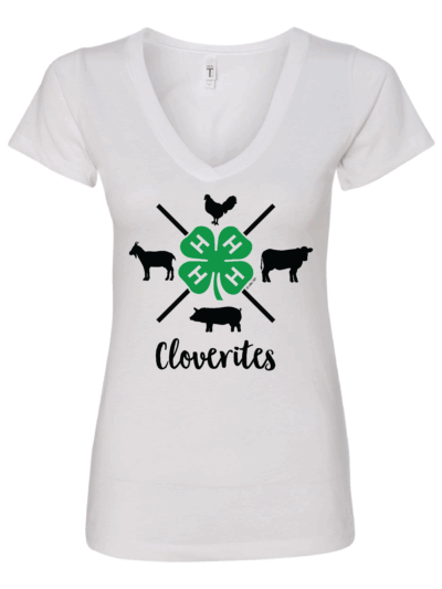 Cloverites 4-H Club White Next Level Women's Ideal V-Neck T-Shirt (2 Color Options)