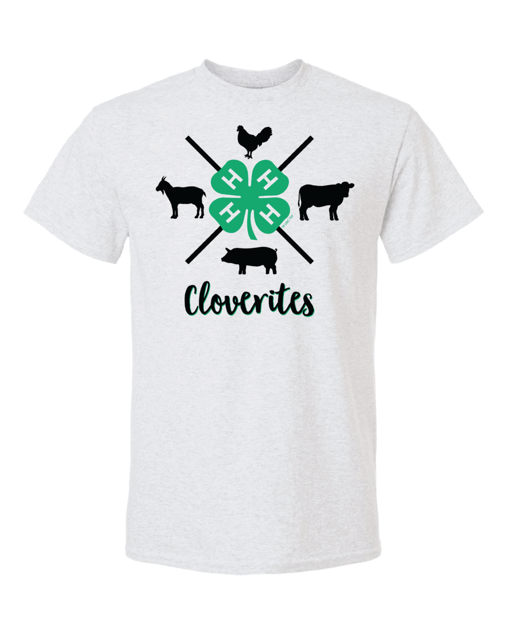 Cloverites 4-H Club Adult Ash Gildan DryBlend T-Shirt