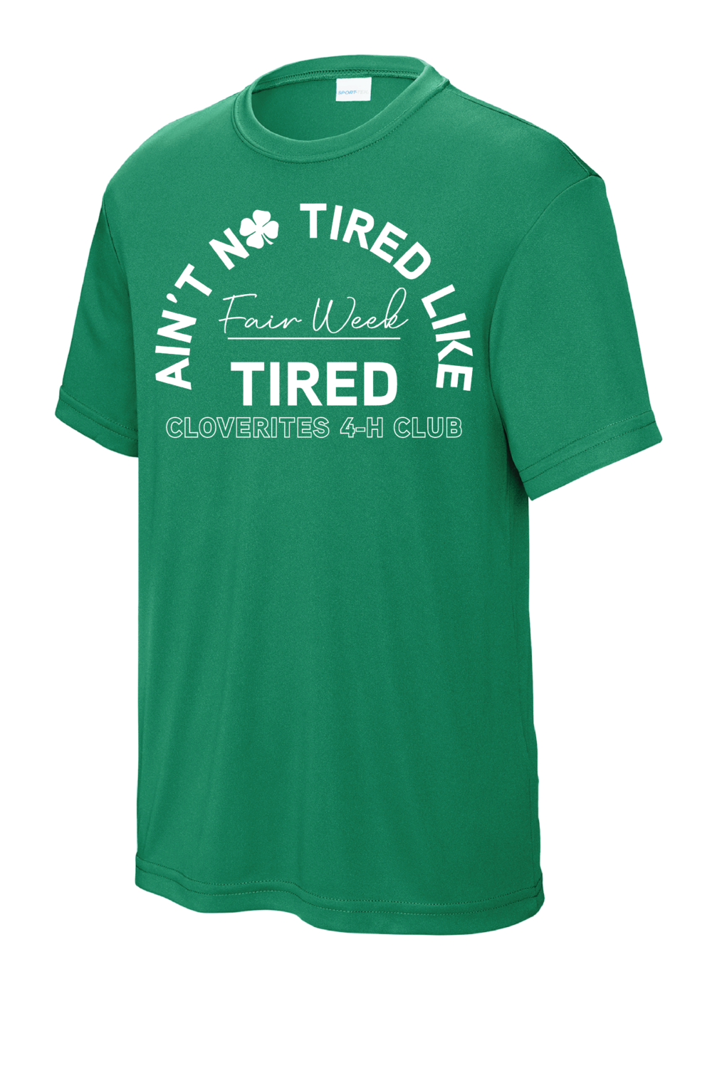 Cloverites 4-H Club Fair Week Tired Youth Kelly Green Sport-Tek PosiCharge Competitor T-Shirt
