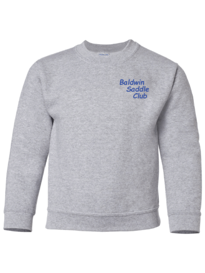 Baldwin Saddle Club Youth Sport Grey Gildan Heavy Blend Crewneck Sweatshirt