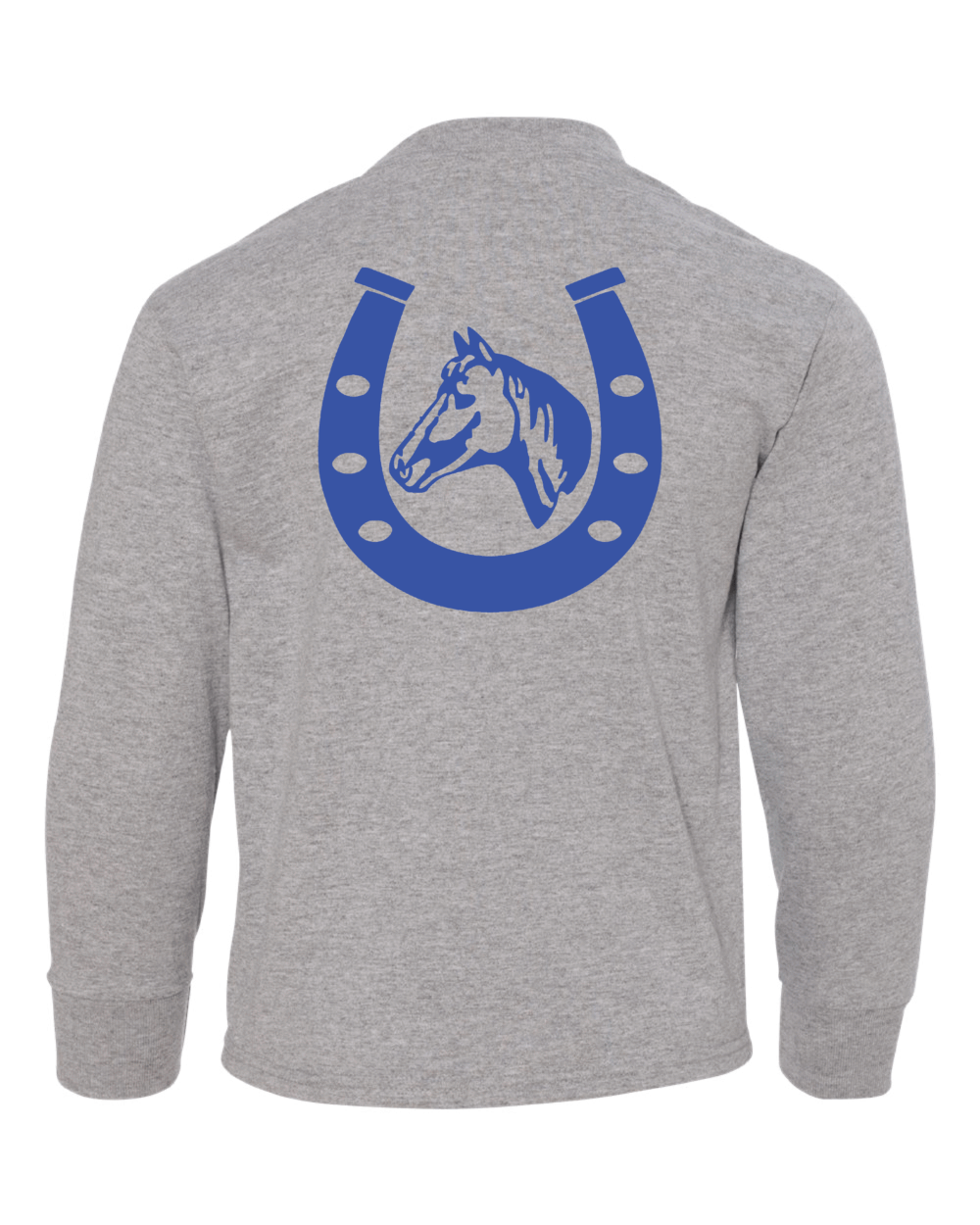 Baldwin Saddle Club Youth Athletic Heather JERZEES Dri-Power 50/50 Long Sleeve T-Shirt - Image 2