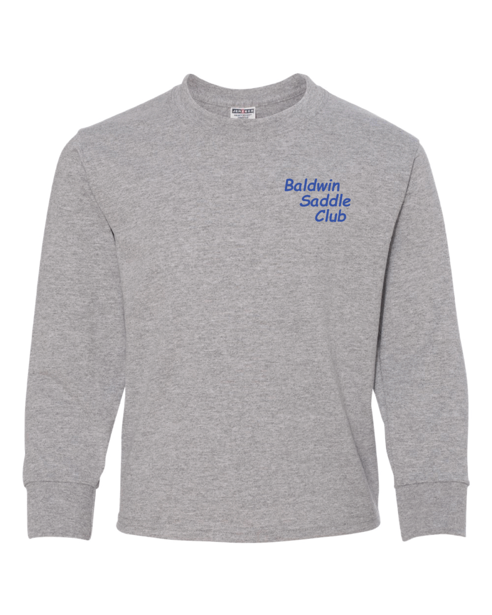 Baldwin Saddle Club Youth Athletic Heather JERZEES Dri-Power 50/50 Long Sleeve T-Shirt