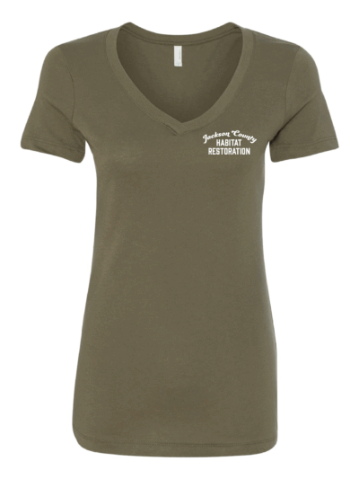 Jackson County Habitat Restoration Fundraiser Military Green Next Level Women's Ideal V-Neck T-Shirt