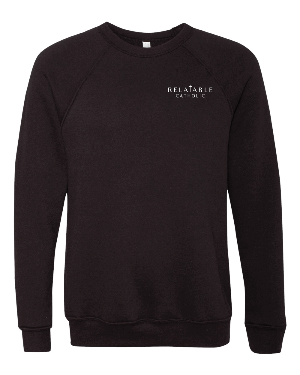 Relatable Catholic Fundraiser Cross Design Adult Bella + Canvas Unisex Sponge Fleece Raglan Crewneck Sweatshirt (2 Color Options) - Image 2