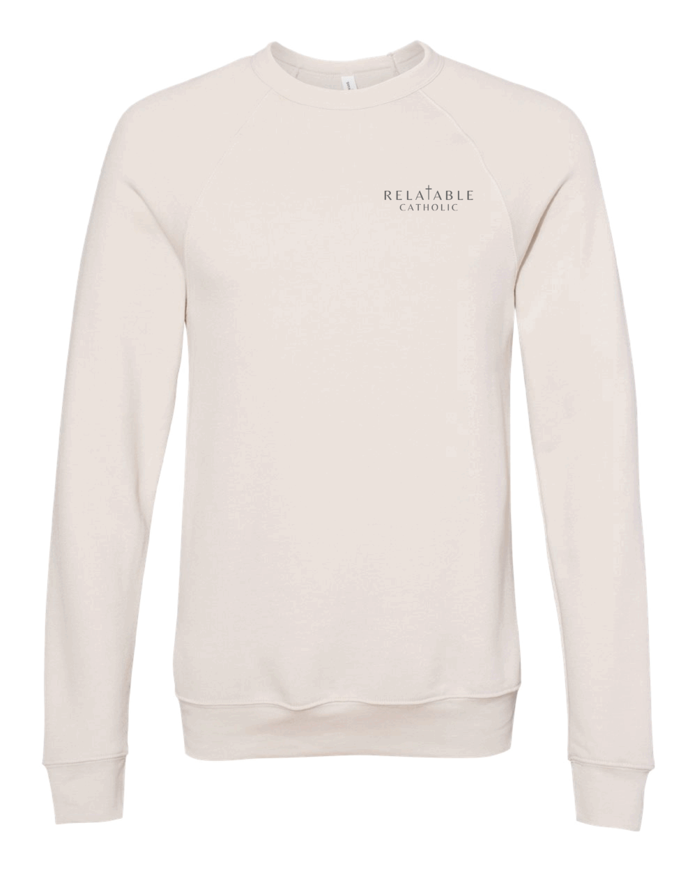 Relatable Catholic Fundraiser Cross Design Adult Bella + Canvas Unisex Sponge Fleece Raglan Crewneck Sweatshirt (2 Color Options)