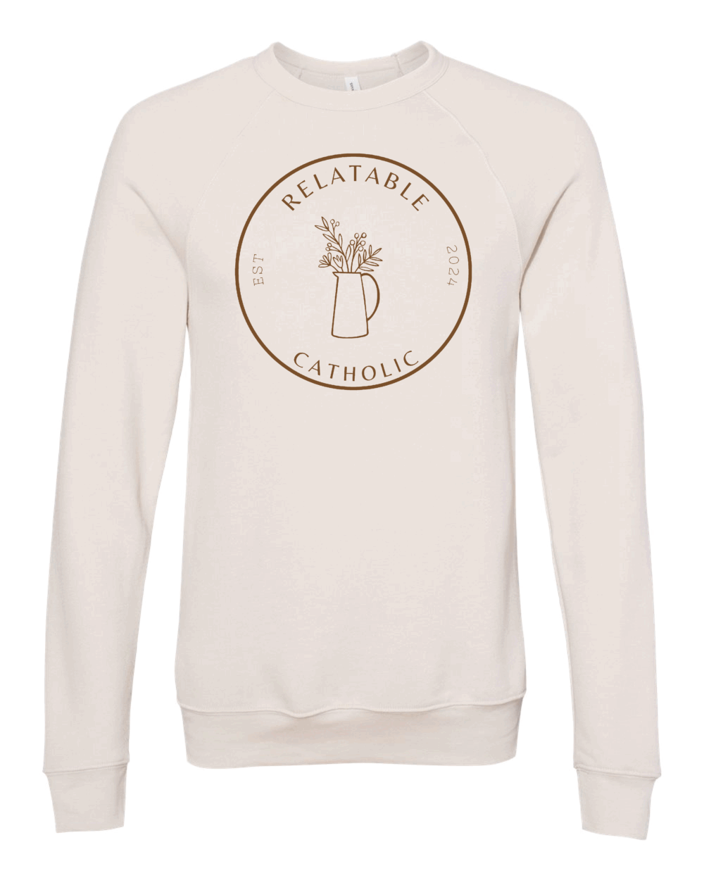 Relatable Catholic Fundraiser Floral Design Adult Bella + Canvas Unisex Sponge Fleece Raglan Crewneck Sweatshirt (2 Color Options) - Image 2
