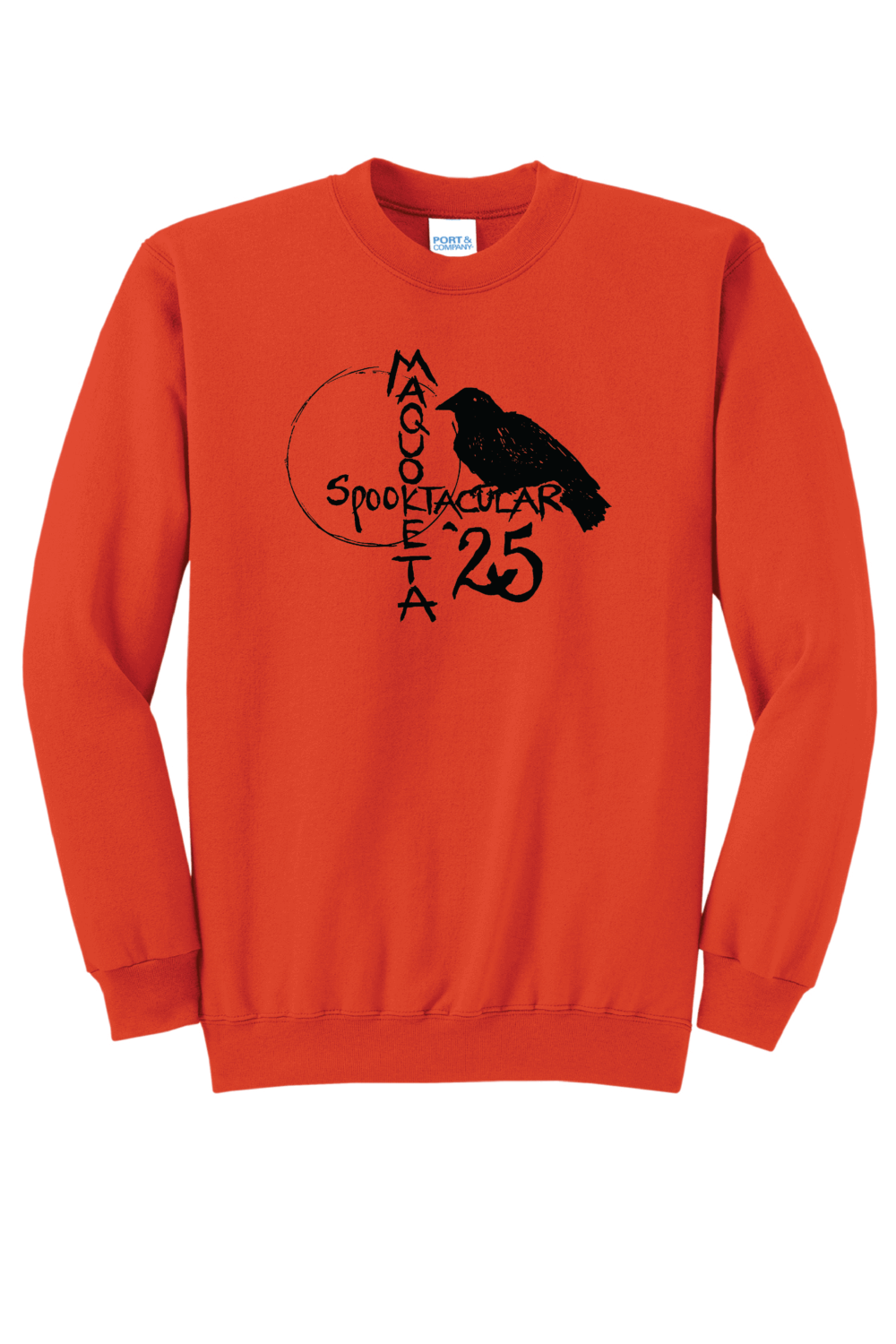 2025 Maquoketa Halloween Spooktacular Fundraiser Adult Orange Port & Co Core Fleece Crewneck Sweatshirt