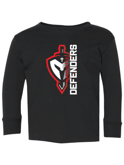 Marquette Catholic Defenders PTO Christmas Fundraiser Toddler Black Rabbit Skins Fine Jersey Long Sleeve T-Shirt
