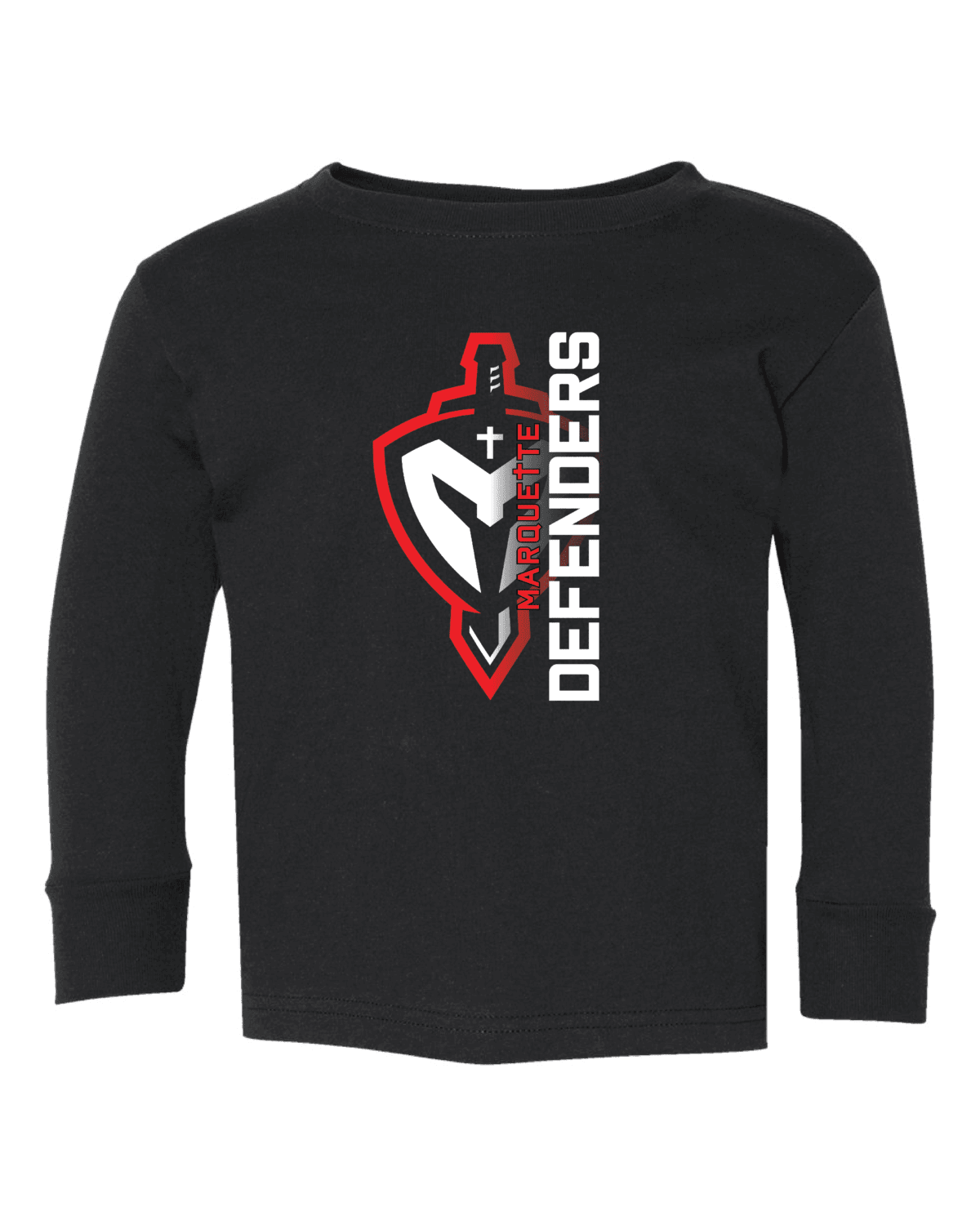 Marquette Catholic Defenders PTO Christmas Fundraiser Toddler Black Rabbit Skins Fine Jersey Long Sleeve T-Shirt