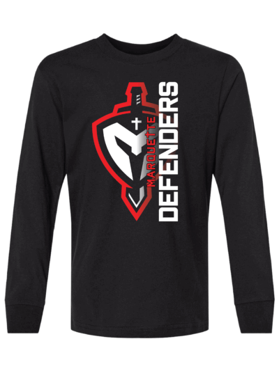 Marquette Catholic Defenders PTO Christmas Fundraiser Youth Black Next Level Cotton Long Sleeve T-Shirt