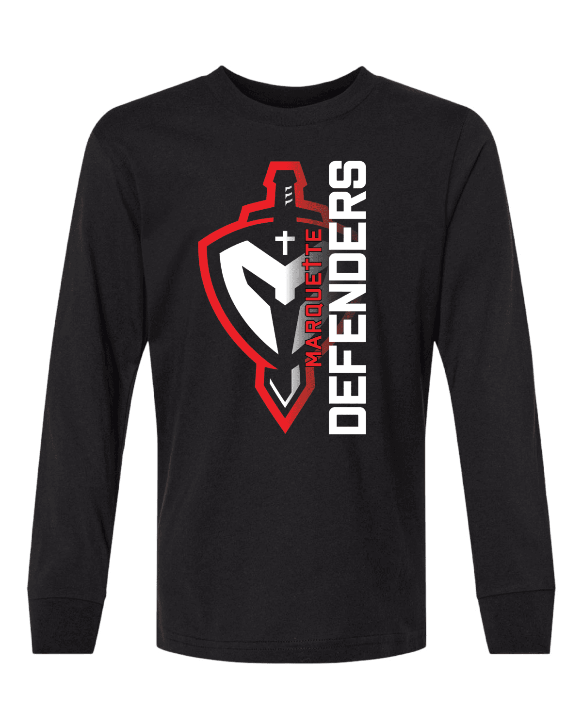 Marquette Catholic Defenders PTO Christmas Fundraiser Youth Black Next Level Cotton Long Sleeve T-Shirt