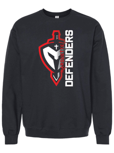 Marquette Catholic Defenders PTO Christmas Fundraiser Adult Black Gildan Softstyle Midweight Crewneck Sweatshirt