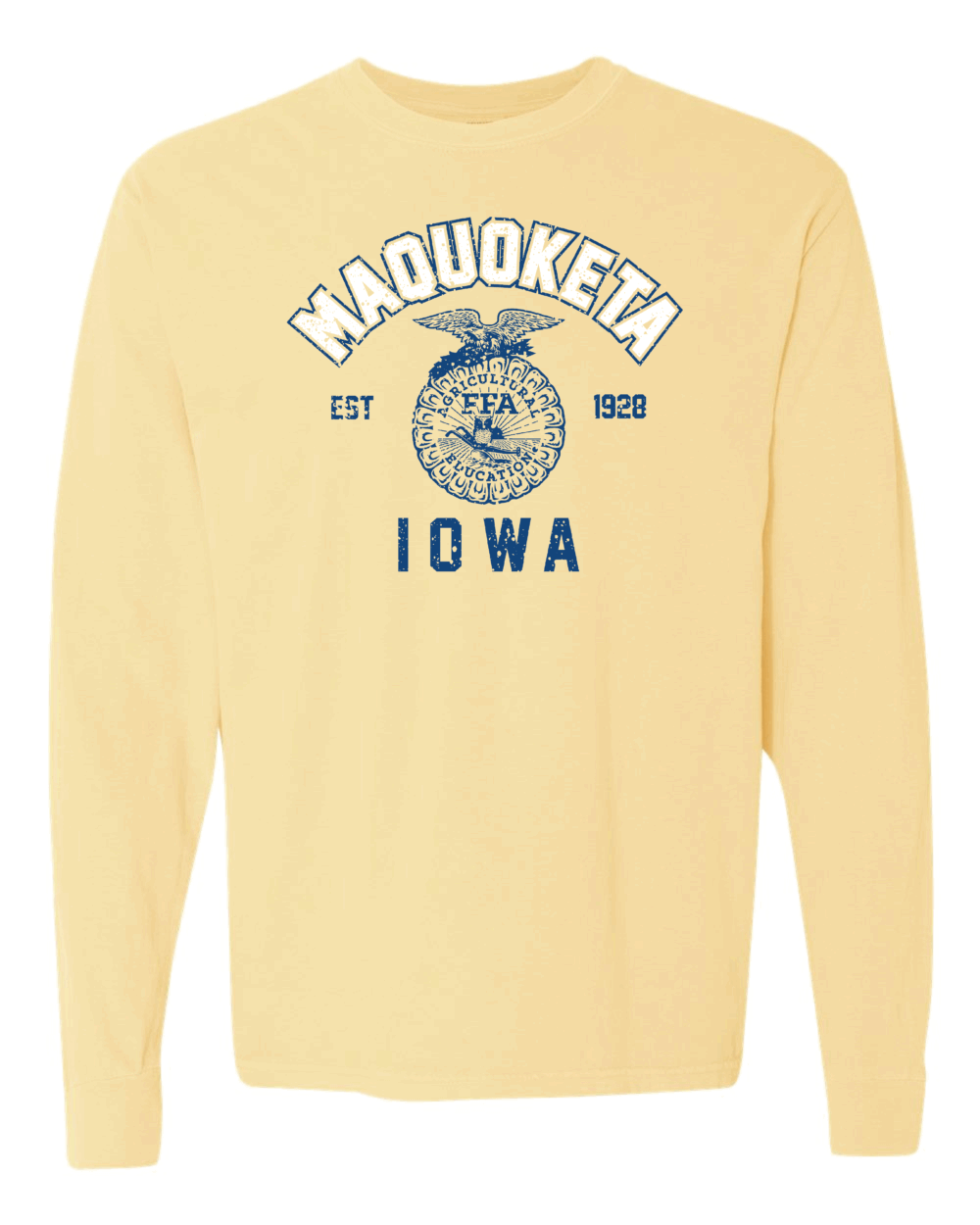2025 Maquoketa FFA Design 2 Adult Butter Comfort Colors Garment-Dyed Heavyweight Long Sleeve T-Shirt
