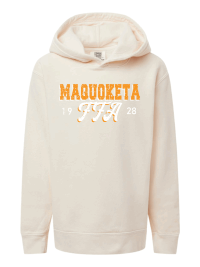 2025 Maquoketa FFA Design 2 Youth Comfort Colors Ivory Garment-Dyed Lightweight Fleece Hoodie