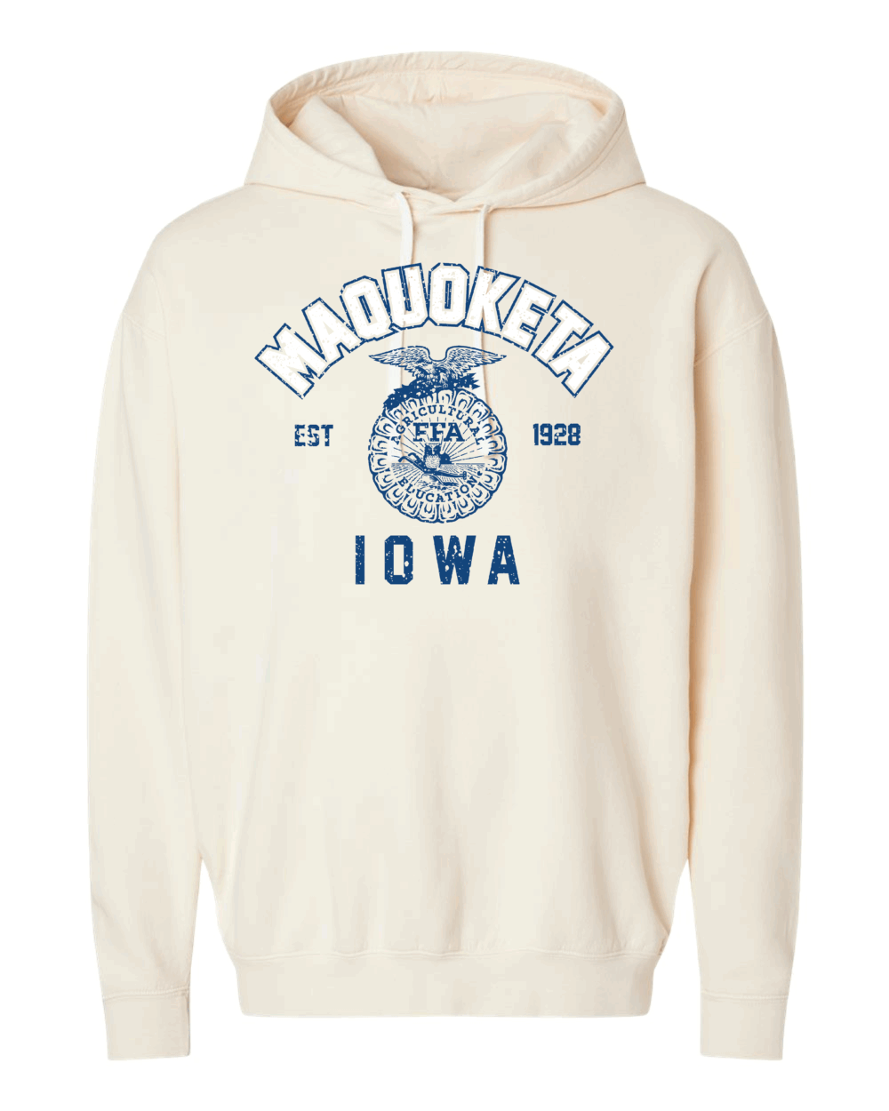2025 Maquoketa FFA Design 2 Adult Comfort Colors Ivory Garment-Dyed Lightweight Fleece Hoodie