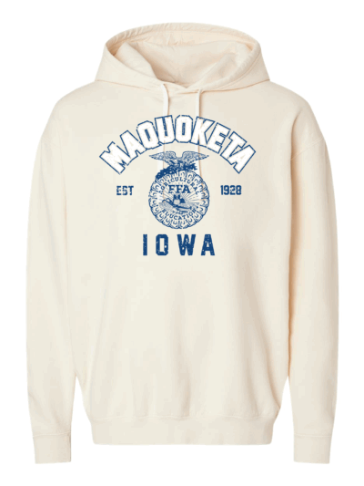 2025 Maquoketa FFA Design 2 Adult Comfort Colors Ivory Garment-Dyed Lightweight Fleece Hoodie