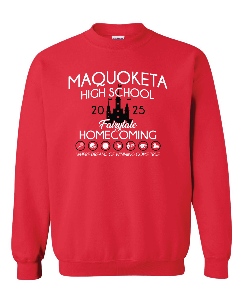 2025 Maquoketa Cardinals Homecoming Cheer Fundraiser Adult Red Gildan Heavy Blend Crewneck Sweatshirt