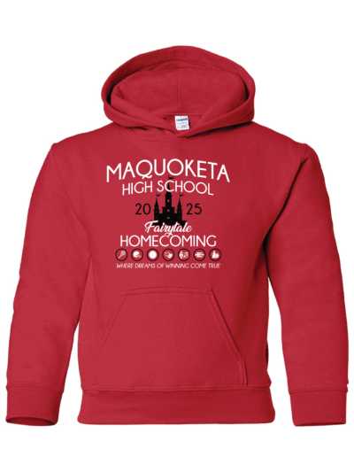 2025 Maquoketa Cardinals Homecoming Cheer Fundraiser Youth Red Gildan Heavy Blend Hoodie
