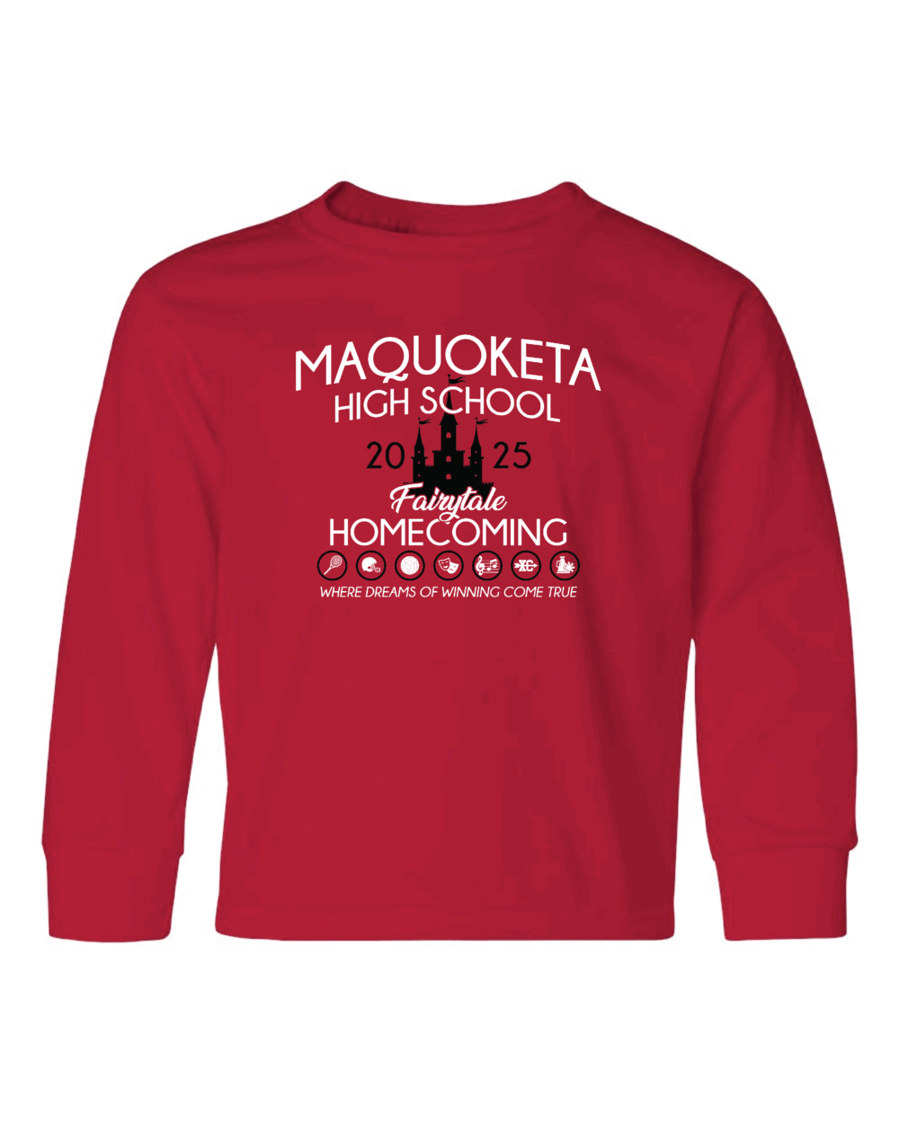 2025 Maquoketa Cardinals Homecoming Cheer Fundraiser Youth Jerzees Dri-Power 50/50 Long Sleeve T-Shirt