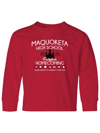 2025 Maquoketa Cardinals Homecoming Cheer Fundraiser Youth Jerzees Dri-Power 50/50 Long Sleeve T-Shirt
