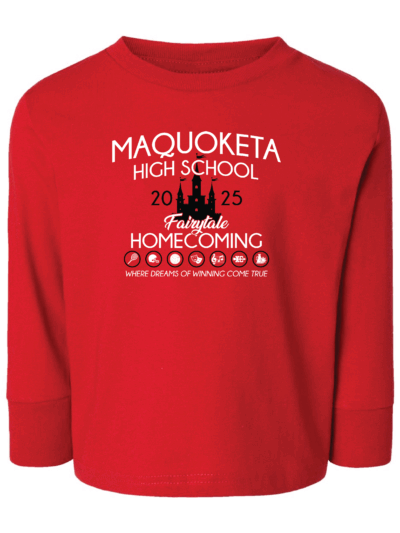 2025 Maquoketa Cardinals Homecoming Cheer Fundraiser Toddler Rabbit Skins Red Cotton Jersey Long Sleeve T-Shirt