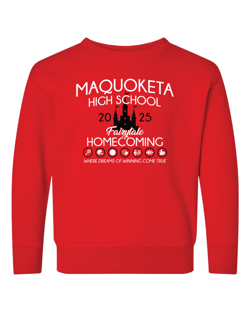 2025 Maquoketa Cardinals Homecoming Cheer Fundraiser Toddler Rabbit Skins Red Fleece Crewneck Sweatshirt