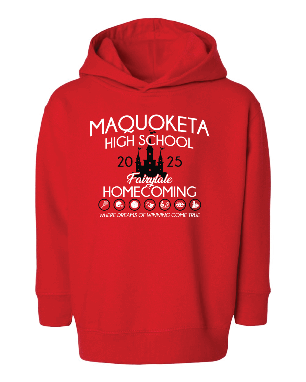 2025 Maquoketa Cardinals Homecoming Cheer Fundraiser Toddler Rabbit Skins Red Fleece Pullover Hoodie