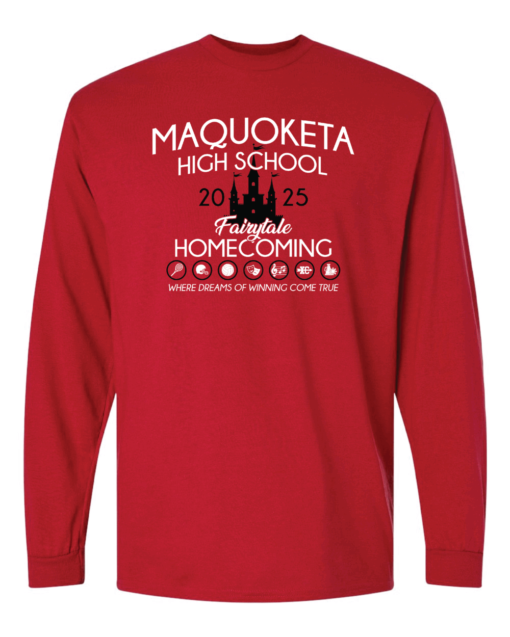 2025 Maquoketa Cardinals Homecoming Cheer Fundraiser Adult Red Gildan DryBlend 50/50 Long Sleeve T-Shirt