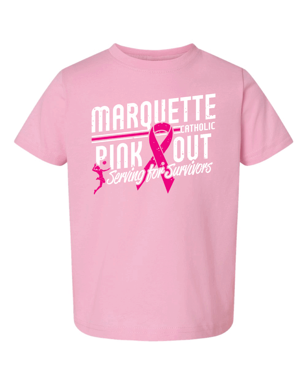 2025 Marquette Catholic Defenders Volleyball Pink Out Fundraiser Toddler Pink Fine Jersey T-Shirt
