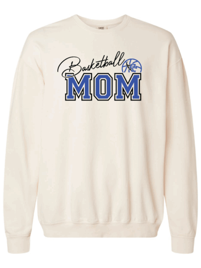 Bellevue Comets Basketball Mom w/ Custom Name & Number Ivory Comfort Colors Unisex Garment-Dyed Lightweight Fleece Crewneck Sweatshirt
