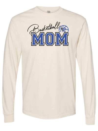 Bellevue Comets Basketball Mom w/ Custom Name & Number Ivory Comfort Colors Unisex Garment-Dyed Heavyweight Long Sleeve T-Shirt